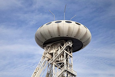 UFO, headframe, Luentec, former Minister Achenbach pit, Luenen, Ruhr Area, North Rhine-Westphalia, Germany, Europe