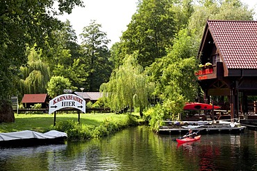 Tourist boat terminal, ferry harbour, Luebben, Spreewald, Spree Forest, Brandenburg, Germany, Europe