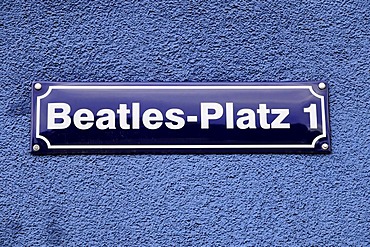 Street sign "Beatles-Platz 1" square, Reeperbahn street, Hanseatic City of Hamburg, Germany, Europe