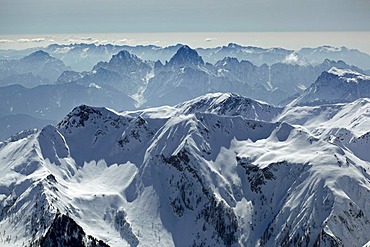 Carnial Alps, aerial view, near Koetschach Mauthen, view towards Italy, Carinthia, Austria, Europe