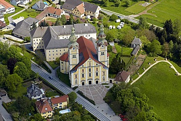 Maria Loreto Pilgrimage Church, aerial view, St. Andrae, Lavanttal Valley, Carinthia, Austria, Europe