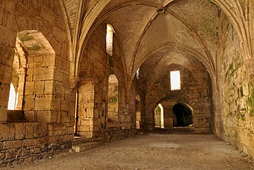 Gothic loggia in the Crusader fortress Crac, Krak des Chevaliers, UNESCO World Heritage Site, Qalaat al Husn, Hisn, Syria, Middle East, West Asia