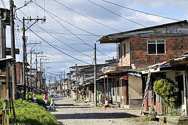 Street in the Bajamar slum, Buenaventura, Valle del Cauca, Colombia, South America