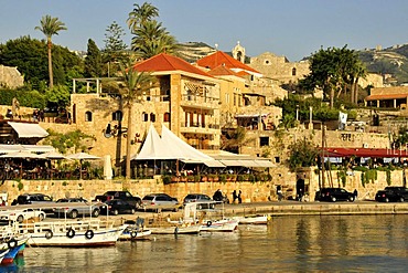 Fishing boats in the ancient port of Jbeil, Byblos, Lebanon, Middle East, Orient