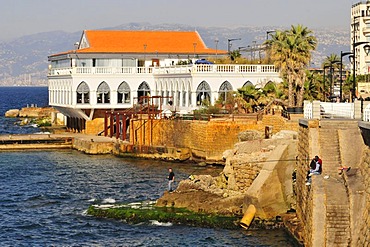 Anglers on the Corniche, Beirut, Lebanon, Middle East, Asia