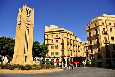 Clock Tower from the French mandate area in the Art Deco style, Place d'Etoile, Beirut, Lebanon, Middle East, Orient