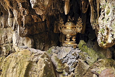 Holy chalice in the Huong Tich Pagoda, Perfume Pagoda, near Ninh Binh, dry Halong Bay, Vietnam, Southeast Asia