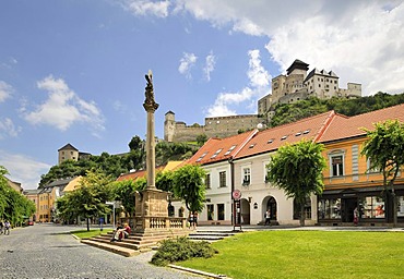 View from the main square to the castle, Trencin, Slovakia, Europe