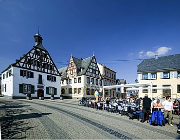 Old Town Hall in front of Schloss Engers Castle, Neuwied-Engers, Neuwied, Rhineland-Palatinate, Germany, Europe