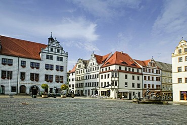 Market square with town hall, Torgau, Saxony, Germany, Europe