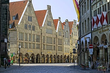 Gabled houses at Prinzipalmarkt, Muenster, North Rhine-Westphalia, Germany, Europe