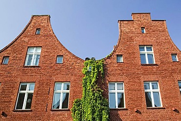 Lateral houses and gabled houses in the Hollaendische Viertel District, Potsdam, Brandenburg, Germany, Europe