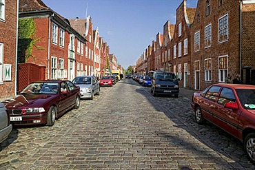 Lateral houses and gabled houses in the Hollaendische Viertel District, Potsdam, Brandenburg, Germany, Europe