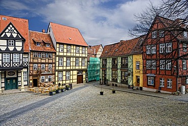 Finkenherd, Schlossberg, alley in the historic town center of Quedlinburg, Saxony-Anhalt, Germany, Europe