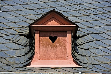 Roof window at the Schlosshotel, Weilburg, Hesse, Germany, Europe