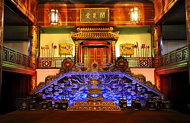 Hall at the Royal Theatre, Hoang Thanh Royal Citadel, Hue, North Vietnam, Vietnam, Southeast Asia, Asia