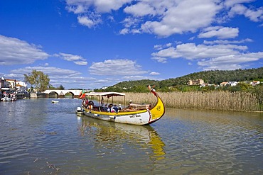 Historic fishing boat as a tourist boat on the Rio Arade river, Silves, Algarve, Portugal, Europe