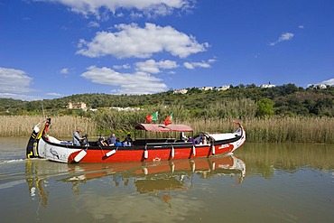 Historic fishing boat as a tourist boat on the Rio Arade river, Silves, Algarve, Portugal, Europe