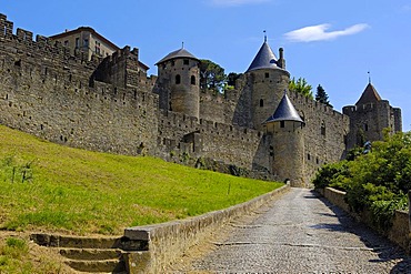 La Cite, medieval fortified town, Carcassonne, Aude, Languedoc-Roussillon, France, Europe