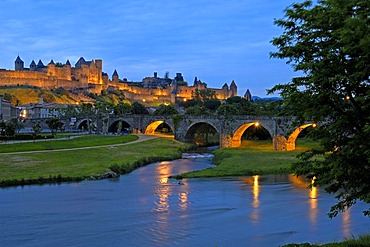 La Cite, medieval fortified town, Carcassonne, Aude, Languedoc-Roussillon, France, Europe