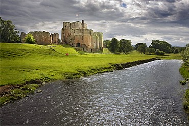 Brougham Castle and river Eamont, Cumbria, England, United Kingdom, Europe