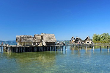 Pfahlbaumuseum open air stilt hous museum in Unteruhldingen, Lake Constance, Baden-Wuerttemberg, Germany, Europe