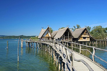 Pfahlbaumuseum open air stilt hous museum in Unteruhldingen, Lake Constance, Baden-Wuerttemberg, Germany, Europe