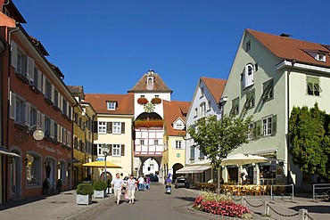 City gate in the Unterstadt area of Meersburg, Lake Constance, Baden-Wuerttemberg, Germany, Europe