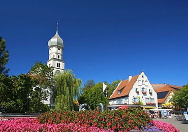 Parish church in Wasserburg am Bodensee, Lake Constance, Baden-Wuerttemberg, Germany, Europe