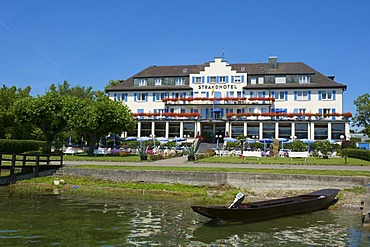 Strandhotel Loechenerzell beach hotel in Mittelzell, Reichenau island, Lake Constance, Baden-Wuerttemberg, Germany, Europe