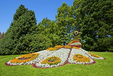 Flower sculpture on Mainau flowering island, Lake Constance, Baden-Wuerttemberg, Germany, Europe