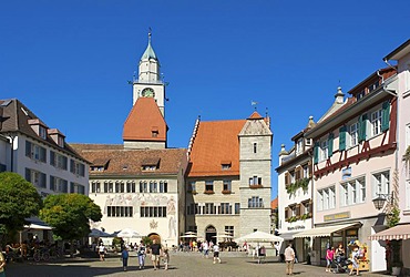 Town call and minster in Ueberlingen, Lake Constance, Baden-Wuerttemberg, Germany, Europe