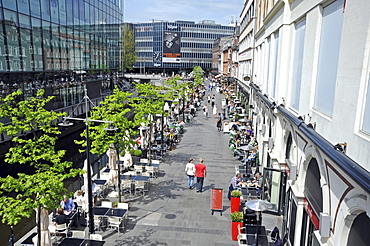 Waterfront promenade with cafes and beer gardens, Arhus or Aarhus, Jutland, Denmark, Europe