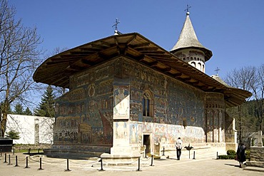 Frescoes on the Moldova convent, Vorone& Monastery, UNESCO World Heritage Site, Eastern Carpathians, Romania, Europe