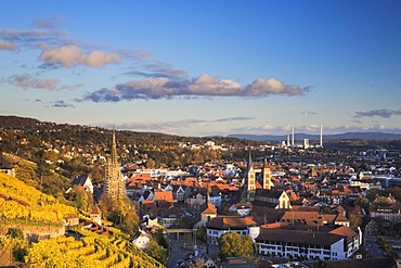 View across Esslingen of the Swabian Alb, Baden-Wuerttemberg, Germany, Europe