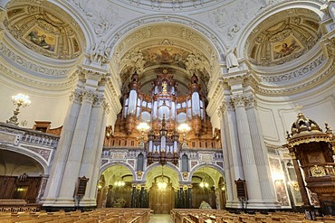 Interior view of Berliner Dom or Berlin Cathedral with altar, Berlin, Germany, Europe