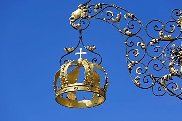 Restaurant sign of Gaststaette zur Krone, crown restaurant, Igelsberg, Black Forest, Baden-Wuerttemberg, Germany, Europe