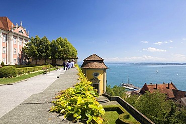 View from the Neues Schloss castle in Meersburg on Lake Constance, Baden-Wuerttemberg, Germany, Europe