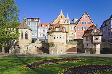 Innere Bruecke bridge, Esslingen, Baden-Wuerttemberg, Germany, Europe