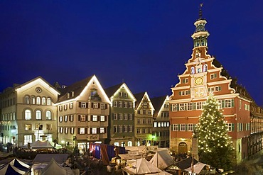 Christmas market in front of the old town hall, Esslingen am Neckar, Baden-Wuerttemberg, Germany, Europe