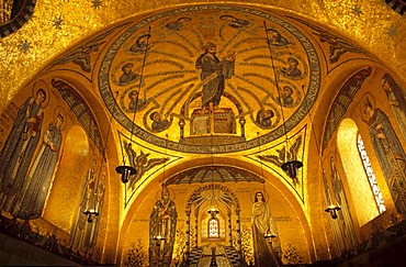 Mosaics in the monastery chapel of Mont Sainte-Odile, Alsace, France, Europe