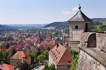 View from Rosenberg Fortress over Kronach, Upper Franconia, Franconia, Bavaria, Germany, Europe