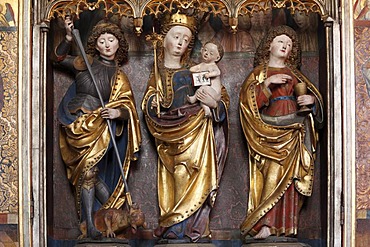 Detail of the altar of Our Lady, evangelical Parish Church of Langenzenn, Middle Franconia, Franconia, Bavaria, Germany, Europe