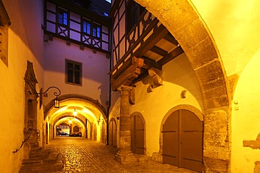 Historic arch in the town hall, Rothenburg ob der Tauber, Romantic Road, Middle Franconia, Franconia, Bavaria, Germany, Europe