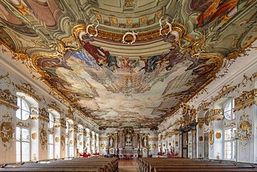 Goldener Saal hall in the former university of the Jesuit College, Dillingen an der Donau, Donauried region, Swabia, Bavaria, Germany, Europe