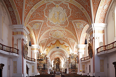 Church of the Annunciation, Rococo-style, Jesuit church, Mindelheim, Unterallgaeu district, Allgaeu region, Swabia, Bavaria, Germany, Europe