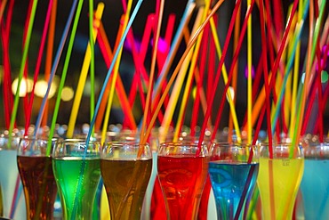 Cocktails with straws, Lloret de Mar, Costa Brava, Spain, Europe