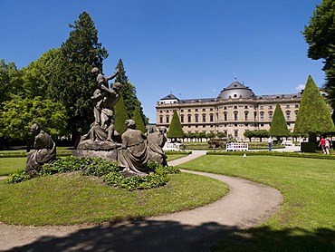 Wuerzburg Residence, Baroque palace, Court Garden, Wuerzburg, Bavaria, Germany, Europe