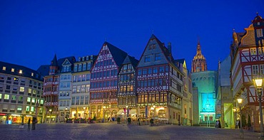 Samstagsberg part with Ostzeile row of houses, reconstruction, Roemerberg square, Frankfurt, Hessen, Germany, Europe