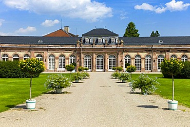 Noerdlicher Zirkelbau building, Schloss Schwetzingen castle, 18th century, Schwetzingen, Baden-Wuerttemberg, Germany, Europe